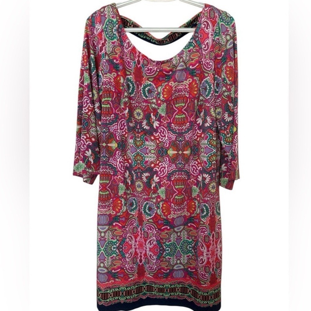 Laundry By Shelli Segal Colorful Floral‎ Paisley Print Shift Dress Size Large
